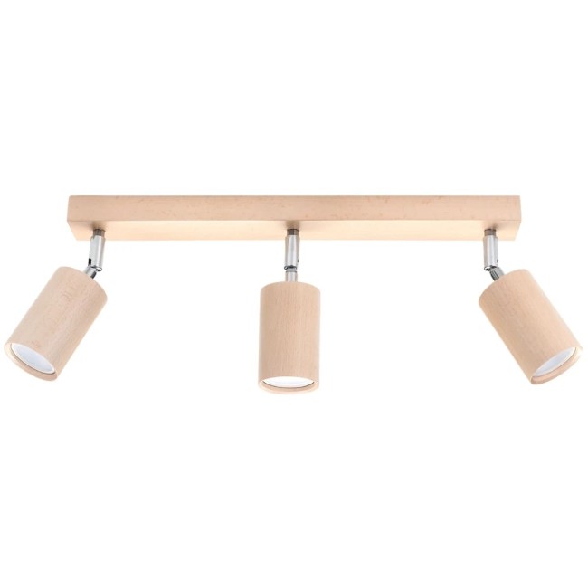 Regleta Orel 3 luces, madera natural