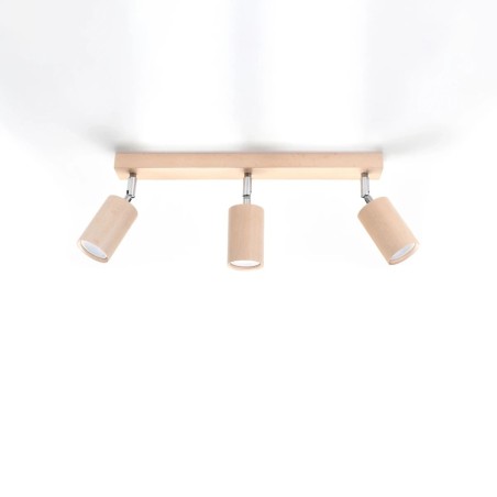 Regleta Orel 3 luces, madera natural