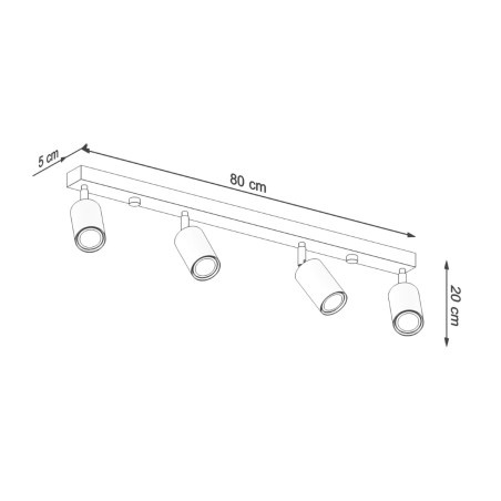 Regleta Orel 4 luces, madera natural