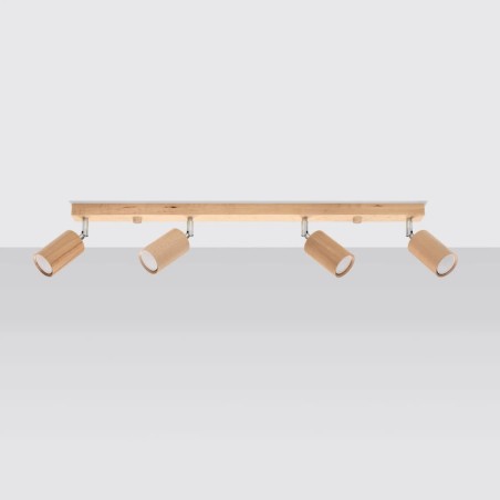 Regleta Orel 4 luces, madera natural