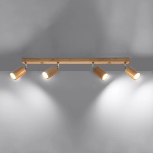 Regleta Orel 4 luces, madera natural