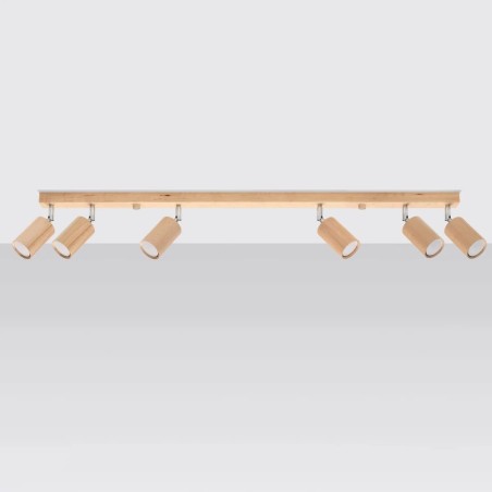 Regleta Orel 6 luces, madera natural