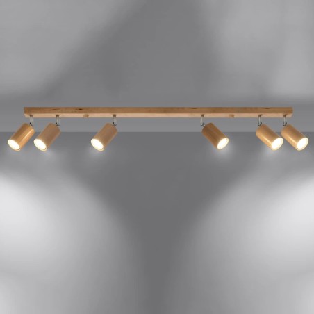 Regleta Orel 6 luces, madera natural