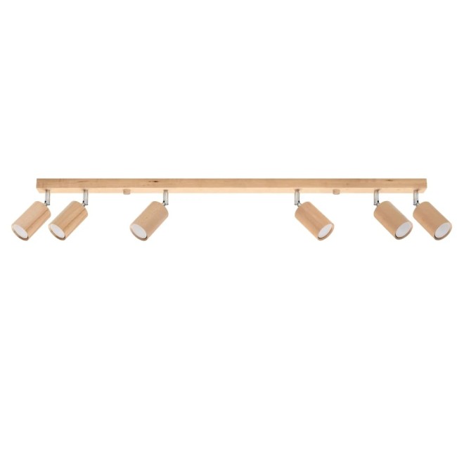 Regleta Orel 6 luces, madera natural