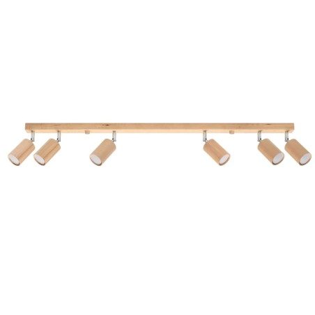 Regleta Orel 6 luces, madera natural