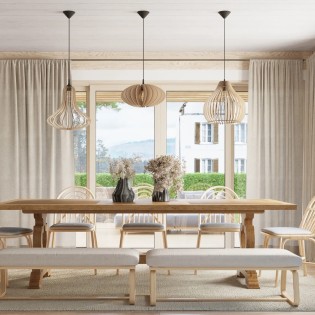 Lámpara colgante Onaeko madera natural