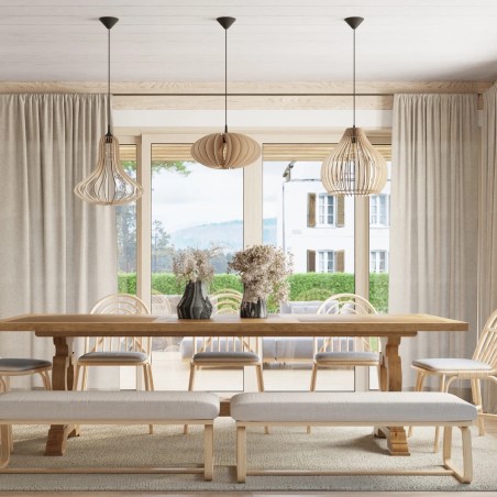 Lámpara colgante Onaeko madera natural