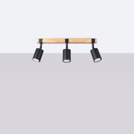 Regleta Domovi negro, 3 luces