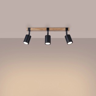 Regleta Domovi negro, 3 luces