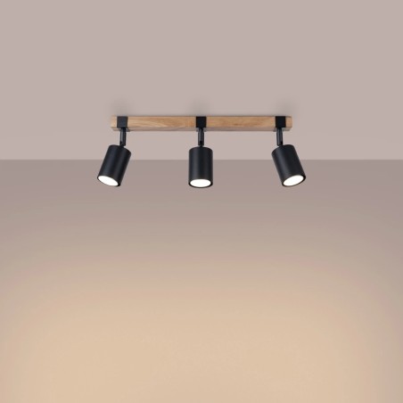 Regleta Domovi negro, 3 luces