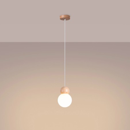 Lámpara colgante Aeri 1 luz, madera natural