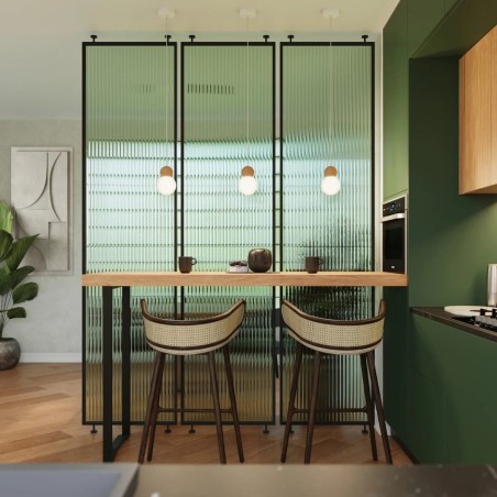 Lámpara colgante Aeri 3 luces, madera natural