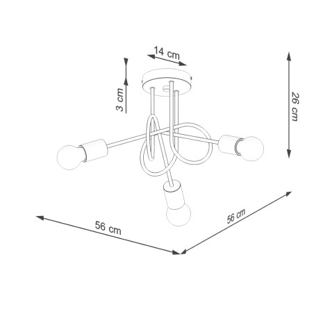 Lámpara laramo negro 3 luces