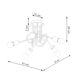 Lámpara laramo negro 5 luces