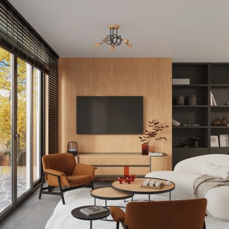 Lámpara laramo negro 5 luces