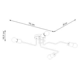 Lámpara Zano negro, 4 luces
