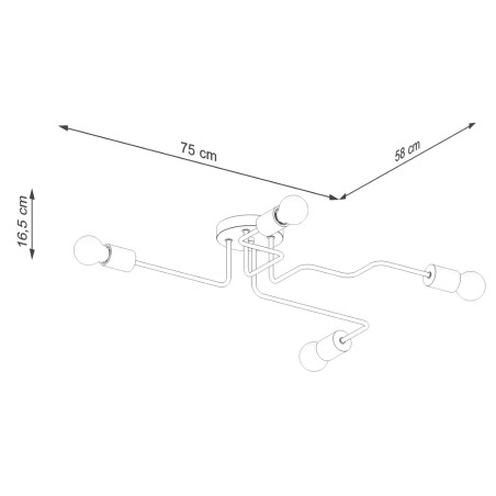 Lámpara Zano negro, 4 luces