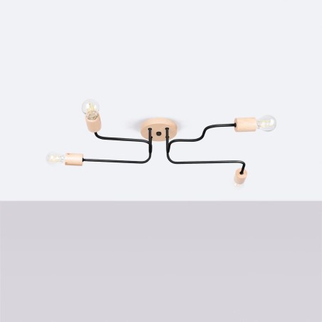 Lámpara Zano negro, 4 luces