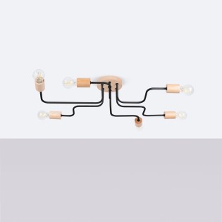 Lámpara Zano negro, 6 luces