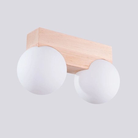 Regleta Liea 2 luces, madera natural