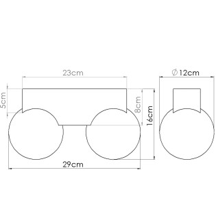 Regleta Liea 2 luces, madera natural