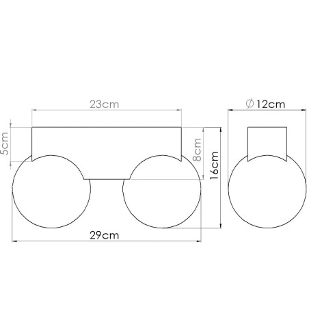 Regleta Liea 2 luces, madera natural