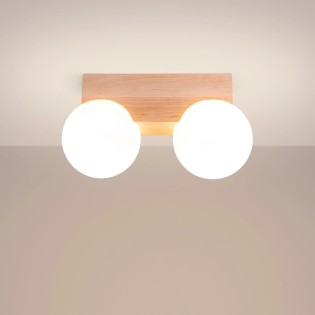 Regleta Liea 2 luces, madera natural