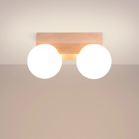 Regleta Liea 2 luces, madera natural