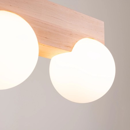 Regleta Liea 2 luces, madera natural