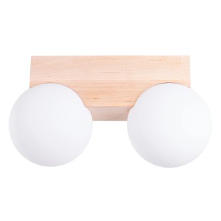 Regleta Liea 2 luces, madera natural
