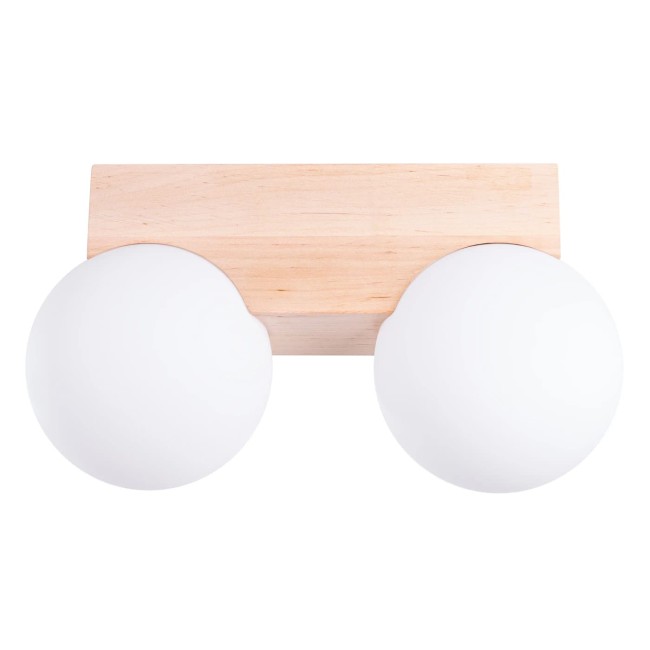 Regleta Liea 2 luces, madera natural