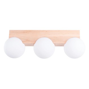 Regleta Liea 3 luces, madera natural