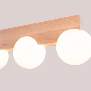Regleta Liea 3 luces, madera natural