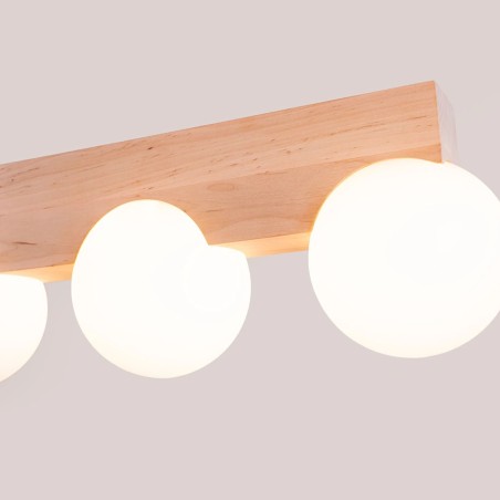 Regleta Liea 3 luces, madera natural
