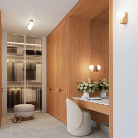 Regleta Liea 3 luces, madera natural