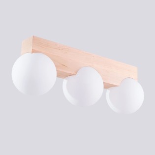 Regleta Liea 3 luces, madera natural