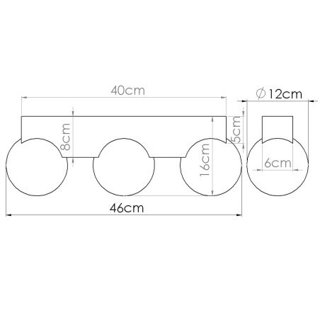 Regleta Liea 3 luces, madera natural