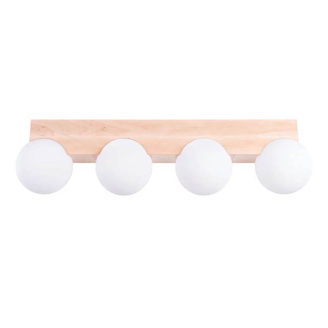 Regleta Liea 4 luces, madera natural