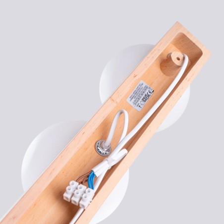 Regleta Liea 4 luces, madera natural