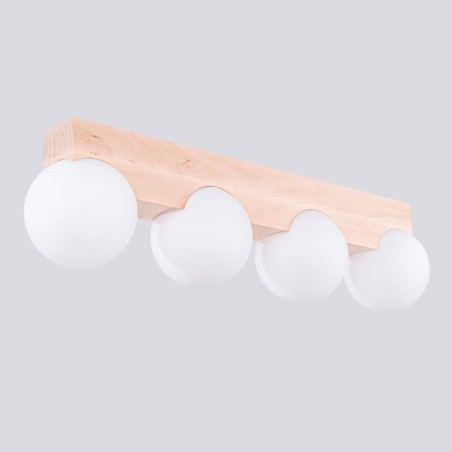 Regleta Liea 4 luces, madera natural