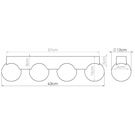 Regleta Liea 4 luces, madera natural