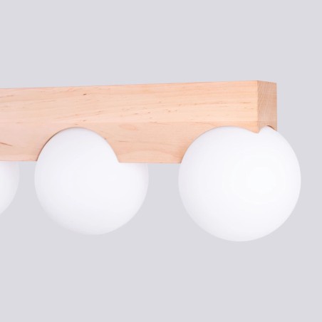Regleta Liea 4 luces, madera natural