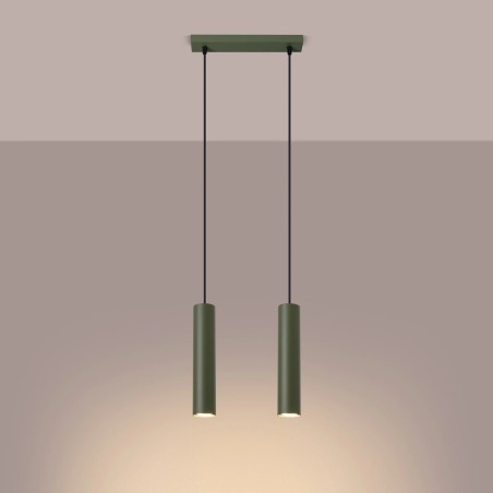 Lámpara colgante Vaza verde oliva, 2 luces