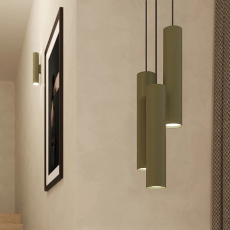 Lámpara colgante Vaza verde oliva, 3 luces
