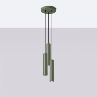 Lámpara colgante Vaza verde oliva, 3 luces