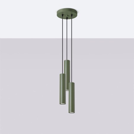 Lámpara colgante Vaza verde oliva, 3 luces