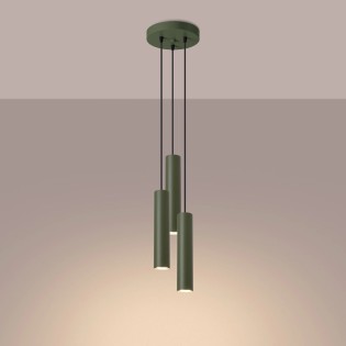 Lámpara colgante Vaza verde oliva, 3 luces