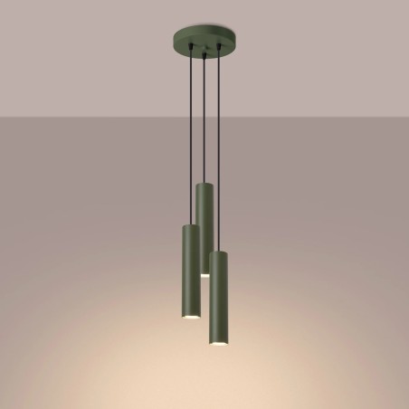 Lámpara colgante Vaza verde oliva, 3 luces