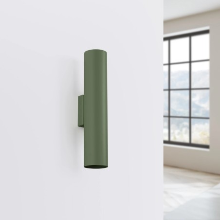 Aplique de pared Vaza verde oliva, 2 luces