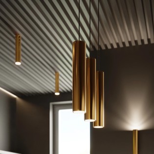 Lámpara colgante Vaza dorado pulido, 3 luces